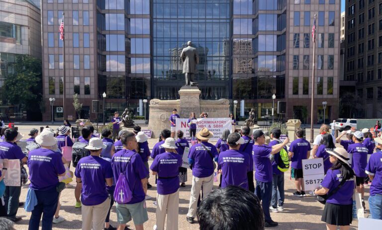 Demonstrators protest Ohio land ownership measures that target Chinese immigrants